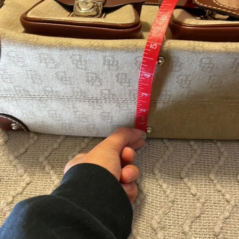 Dooney & Bourke Double Pocket Tote Purse in brown colored monogram. - Picture 14 of 14